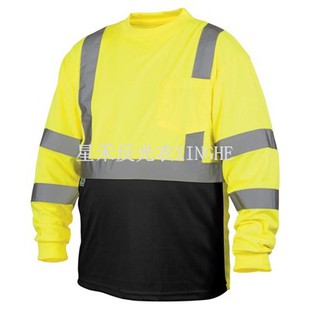 Hi-Viz T-shirt met lange mouwen en zwarte onderkant